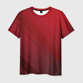 Мужская футболка 3D с принтом Полосы На красном Фоне в Белгороде, 100% полиэфир | прямой крой, круглый вырез горловины, длина до линии бедер | red | red   dark stripes | stripes | красно   темные полосы | красный | полоски | полосы по диагонали