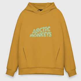 Мужское худи Oversize хлопок с принтом Надпись Arctic Monkeys в Кировске, френч-терри — 70% хлопок, 30% полиэстер. Мягкий теплый начес внутри —100% хлопок | боковые карманы, эластичные манжеты и нижняя кромка, капюшон на магнитной кнопке | arctic monkeys | i wanna be yours | группа | музыка | рок