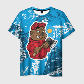 Мужская футболка 3D с принтом Медведь  дровосек в Курске, 100% полиэфир | прямой крой, круглый вырез горловины, длина до линии бедер | дровосек | медведь | мишка | топор