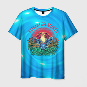 Мужская футболка 3D с принтом Summer vibes   Летнее настроение в Санкт-Петербурге, 100% полиэфир | прямой крой, круглый вырез горловины, длина до линии бедер | summer | жара | летний | лето | рыбы | солнце