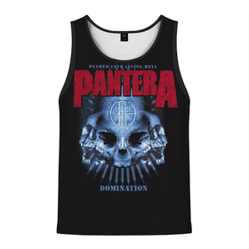 Мужская майка 3D с принтом Pantera Domination в Екатеринбурге, 100% полиэстер | круглая горловина, приталенный силуэт, длина до линии бедра. Пройма и горловина окантованы тонкой бейкой | anarchy | heavy metal | music | pantera | punks not dead | rock music | rocker | rockn | slayer | thrash metal | анархия | гитара | глэм метал | грув метал | металл | панк рок | пантера | рок музыка | рок н ролл | рокер | трэш метал | тяжелый рок