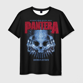 Мужская футболка 3D с принтом Pantera Domination в Санкт-Петербурге, 100% полиэфир | прямой крой, круглый вырез горловины, длина до линии бедер | Тематика изображения на принте: anarchy | heavy metal | music | pantera | punks not dead | rock music | rocker | rockn | slayer | thrash metal | анархия | гитара | глэм метал | грув метал | металл | панк рок | пантера | рок музыка | рок н ролл | рокер | трэш метал | тяжелый рок