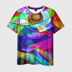 Мужская футболка 3D с принтом Геометрический паттерн   Абстракция в Кировске, 100% полиэфир | прямой крой, круглый вырез горловины, длина до линии бедер | abstraction | color | neon | pattern | абстракция | неон | паттерн | цвет
