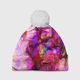 Шапка 3D c помпоном с принтом Красочный цветочный паттерн   Floral pattern в Санкт-Петербурге, 100% полиэстер | универсальный размер, печать по всей поверхности изделия | fashion | flowers | pattern | petal | лепесток | мода | узор | цветы