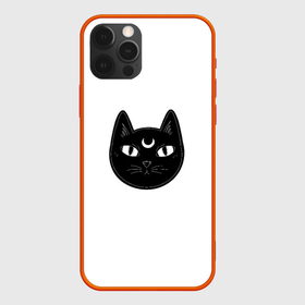 Чехол для iPhone 12 Pro с принтом Чёрный мистический кот с полумесяцем в Белгороде, силикон | область печати: задняя сторона чехла, без боковых панелей | Тематика изображения на принте: 
