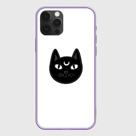 Чехол для iPhone 12 Pro Max с принтом Чёрный мистический кот с полумесяцем в Белгороде, Силикон |  | 