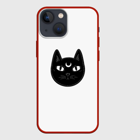 Чехол для iPhone 13 mini с принтом Чёрный мистический кот с полумесяцем в Санкт-Петербурге,  |  | 