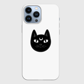 Чехол для iPhone 13 Pro Max с принтом Чёрный мистический кот с полумесяцем в Тюмени,  |  | 