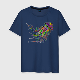 Мужская футболка хлопок с принтом Медуза яркая раскраска , 100% хлопок | прямой крой, круглый вырез горловины, длина до линии бедер, слегка спущенное плечо. | meduza | psychedelic | медитация | медуза | метаморфоза | морская | океаническая | очевидный | психоделика | психоделическая | сознание | цветная | яркая