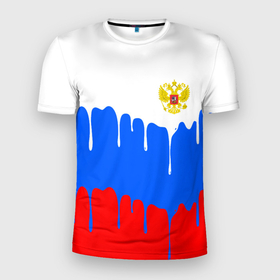 Мужская футболка 3D Slim с принтом флаг герб russia в Санкт-Петербурге, 100% полиэстер с улучшенными характеристиками | приталенный силуэт, круглая горловина, широкие плечи, сужается к линии бедра | russia | ussr | герб | герб россии | патриотизм | россия | ссср | флаг россии | я русский