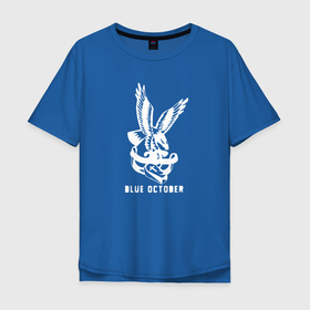 Мужская футболка хлопок Oversize с принтом blue october alternative в Белгороде, 100% хлопок | свободный крой, круглый ворот, “спинка” длиннее передней части | alternative | blue | blue october | justin furstenfeld | lyrics | october | rock