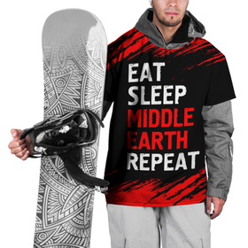 Накидка на куртку 3D с принтом Eat Sleep Middle Earth Repeat | Краски в Кировске, 100% полиэстер |  | earth | eat sleep middle earth repeat | logo | middle | ерс | игра | игры | краска | лого | логотип | мидл | символ