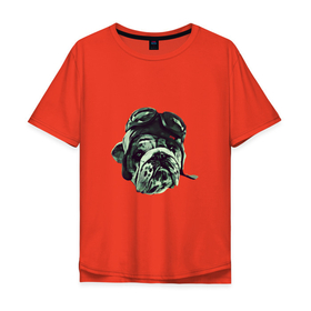 Мужская футболка хлопок Oversize с принтом Крутой бульдог , 100% хлопок | свободный крой, круглый ворот, “спинка” длиннее передней части | Тематика изображения на принте: dog | бульдог | животное | крутой | очки | собака | собаки