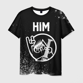 Мужская футболка 3D с принтом HIM | КОТ | Краска в Тюмени, 100% полиэфир | прямой крой, круглый вырез горловины, длина до линии бедер | Тематика изображения на принте: band | him | metal | rock | группа | кот | краска | краски | рок | хим