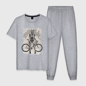 Мужская пижама хлопок с принтом Real bike punk в Санкт-Петербурге, 100% хлопок | брюки и футболка прямого кроя, без карманов, на брюках мягкая резинка на поясе и по низу штанин
 | 