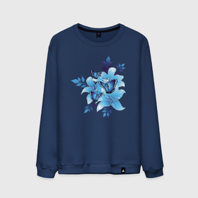 Мужской свитшот хлопок с принтом Синие цветы (blue flowers) в Курске, 100% хлопок |  | blue | flowers | арт | бабочка | бабочки | красивый | синие | синий | цветок | цветы