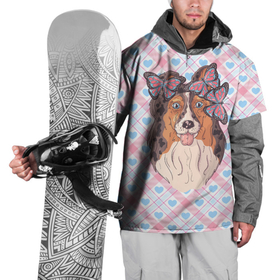 Накидка на куртку 3D с принтом Собачка  с   бабочками , 100% полиэстер |  | бабочки | пес | песик | собака | собачка | щенок
