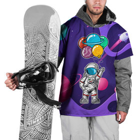 Накидка на куртку 3D с принтом Космонавт  с  шариками в Курске, 100% полиэстер |  | Тематика изображения на принте: день рождения | космонавт | космонавт с  шариками | космос | праздник | праздничный | шарики