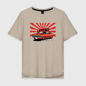 Мужская футболка хлопок Oversize с принтом Японская легенда   Красная классика в Белгороде, 100% хлопок | свободный крой, круглый ворот, “спинка” длиннее передней части | авто | автомобиль | красная машина | старая машина | япония | японская машина | японское авто