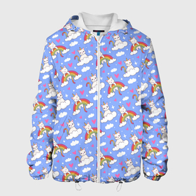 Мужская куртка 3D с принтом КОТ ЕДИНОРОГ , ткань верха — 100% полиэстер, подклад — флис | прямой крой, подол и капюшон оформлены резинкой с фиксаторами, два кармана без застежек по бокам, один большой потайной карман на груди. Карман на груди застегивается на липучку | art | background | cat | cloud | heart | hearts | kitten | pattern | rainbow | stars | texture | unicorn | арт | единорог | звезды | кот | котенок | котик | кошка | облако | паттерн | радуга | сердечки | сердце | текстура | фон