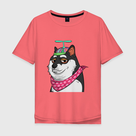 Мужская футболка хлопок Oversize с принтом NFT DOGE в Белгороде, 100% хлопок | свободный крой, круглый ворот, “спинка” длиннее передней части | art | dog | doge | doggie | doggy | drawing | meme | nft | арт | мем | нфт | пес | песик | рисунок | собака | собачка
