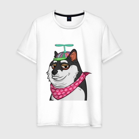 Мужская футболка хлопок с принтом NFT DOGE в Новосибирске, 100% хлопок | прямой крой, круглый вырез горловины, длина до линии бедер, слегка спущенное плечо. | art | dog | doge | doggie | doggy | drawing | meme | nft | арт | мем | нфт | пес | песик | рисунок | собака | собачка