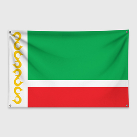 Флаг-баннер с принтом ЧЕЧЕНСКАЯ НАРОДНАЯ РЕСПУБЛИКА в Кировске, 100% полиэстер | размер 67 х 109 см, плотность ткани — 95 г/м2; по краям флага есть четыре люверса для крепления | 