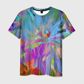 Мужская футболка 3D с принтом Abstract color pattern   Summer 2022 в Тюмени, 100% полиэфир | прямой крой, круглый вырез горловины, длина до линии бедер | abstraction | fashion | flowers | pattern | summer | абстракция | лето | мода | узор | цветы