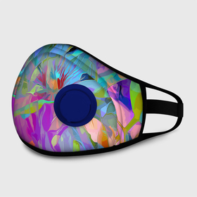 Маска из неопрена с принтом Abstract color pattern   Summer 2022 в городе Новоалтайск, неопрен 100% | Форма огибающая нос. Резинки для ушей с дополнительной резинкой на затылке. Клапан для выдоха для активного дыхания при занятиях спортом. Эластичный материал маски и окантовки для лучшего растяжения и прилегания маски.  | abstraction | fashion | flowers | pattern | summer | абстракция | лето | мода | узор | цветы