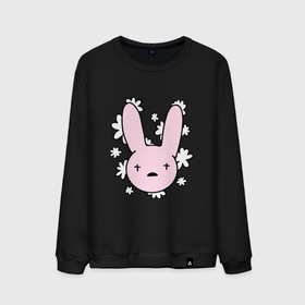 Мужской свитшот хлопок с принтом Bad Bunny Floral Bunny в Тюмени, 100% хлопок |  | bad bunny floral bunny | bunny rabbit with basket | rabbit face | зайка | зайчик | кролик | розовый кролик | свэг