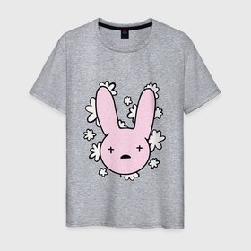 Мужская футболка хлопок с принтом Bad Bunny Floral Bunny в Курске, 100% хлопок | прямой крой, круглый вырез горловины, длина до линии бедер, слегка спущенное плечо. | bad bunny floral bunny | bunny rabbit with basket | rabbit face | зайка | зайчик | кролик | розовый кролик | свэг
