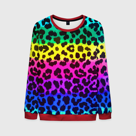 Мужской свитшот 3D с принтом Leopard Pattern   Neon , 100% полиэстер с мягким внутренним слоем | круглый вырез горловины, мягкая резинка на манжетах и поясе, свободная посадка по фигуре | fashion | leopard | neon | pattern | skin | vanguard | авангард | леопард | мода | неон | узор