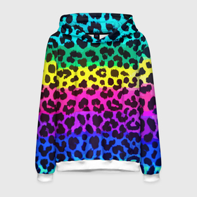 Мужская толстовка 3D с принтом Leopard Pattern   Neon в Екатеринбурге, 100% полиэстер | двухслойный капюшон со шнурком для регулировки, мягкие манжеты на рукавах и по низу толстовки, спереди карман-кенгуру с мягким внутренним слоем. | Тематика изображения на принте: fashion | leopard | neon | pattern | skin | vanguard | авангард | леопард | мода | неон | узор