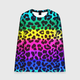 Мужской лонгслив 3D с принтом Leopard Pattern   Neon в Петрозаводске, 100% полиэстер | длинные рукава, круглый вырез горловины, полуприлегающий силуэт | fashion | leopard | neon | pattern | skin | vanguard | авангард | леопард | мода | неон | узор