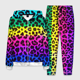 Мужской костюм 3D с принтом Leopard Pattern   Neon в Екатеринбурге, 100% полиэстер | Манжеты и пояс оформлены тканевой резинкой, двухслойный капюшон со шнурком для регулировки, карманы спереди | Тематика изображения на принте: fashion | leopard | neon | pattern | skin | vanguard | авангард | леопард | мода | неон | узор