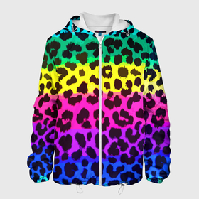 Мужская куртка 3D с принтом Leopard Pattern   Neon в Курске, ткань верха — 100% полиэстер, подклад — флис | прямой крой, подол и капюшон оформлены резинкой с фиксаторами, два кармана без застежек по бокам, один большой потайной карман на груди. Карман на груди застегивается на липучку | fashion | leopard | neon | pattern | skin | vanguard | авангард | леопард | мода | неон | узор