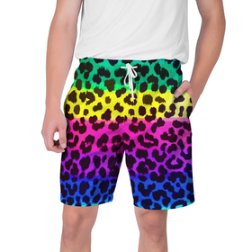 Мужские шорты 3D с принтом Leopard Pattern   Neon в Курске,  полиэстер 100% | прямой крой, два кармана без застежек по бокам. Мягкая трикотажная резинка на поясе, внутри которой широкие завязки. Длина чуть выше колен | fashion | leopard | neon | pattern | skin | vanguard | авангард | леопард | мода | неон | узор