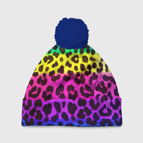 Шапка 3D c помпоном с принтом Leopard Pattern   Neon в Тюмени, 100% полиэстер | универсальный размер, печать по всей поверхности изделия | fashion | leopard | neon | pattern | skin | vanguard | авангард | леопард | мода | неон | узор