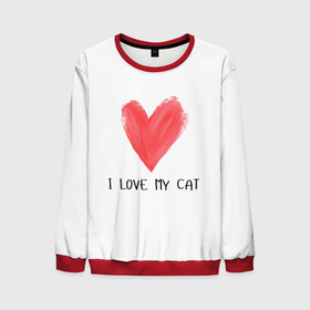 Мужской свитшот 3D с принтом Я люблю свою кошку кота в Белгороде, 100% полиэстер с мягким внутренним слоем | круглый вырез горловины, мягкая резинка на манжетах и поясе, свободная посадка по фигуре | Тематика изображения на принте: cat | i love | love | животные | кот | кошка | любовь | я люблю | я люблю моего кота | я люблю мою кошку