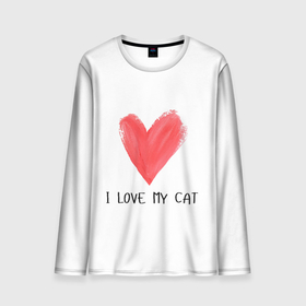 Мужской лонгслив 3D с принтом Я люблю свою кошку кота в Белгороде, 100% полиэстер | длинные рукава, круглый вырез горловины, полуприлегающий силуэт | Тематика изображения на принте: cat | i love | love | животные | кот | кошка | любовь | я люблю | я люблю моего кота | я люблю мою кошку