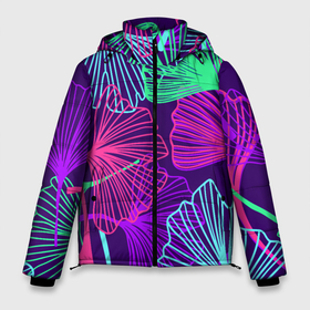 Мужская зимняя куртка 3D с принтом Neon color pattern   Fashion 2023 в Санкт-Петербурге, верх — 100% полиэстер; подкладка — 100% полиэстер; утеплитель — 100% полиэстер | длина ниже бедра, свободный силуэт Оверсайз. Есть воротник-стойка, отстегивающийся капюшон и ветрозащитная планка. 

Боковые карманы с листочкой на кнопках и внутренний карман на молнии. | Тематика изображения на принте: color | fashion | leaf | neon | pattern | лист | мода | неон | узор | цвет