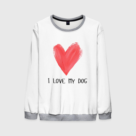 Мужской свитшот 3D с принтом Я люблю мою собаку в Санкт-Петербурге, 100% полиэстер с мягким внутренним слоем | круглый вырез горловины, мягкая резинка на манжетах и поясе, свободная посадка по фигуре | Тематика изображения на принте: dog | i love | i love my dog | love | животные | пёс | собака | я люблю | я люблю моего пса | я люблю мою собаку