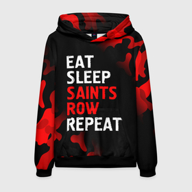 Мужская толстовка 3D с принтом Eat Sleep Saints Row Repeat | Камуфляж в Санкт-Петербурге, 100% полиэстер | двухслойный капюшон со шнурком для регулировки, мягкие манжеты на рукавах и по низу толстовки, спереди карман-кенгуру с мягким внутренним слоем. | Тематика изображения на принте: eat sleep saints row repeat | logo | row | saints | игра | игры | камуфляж | лого | логотип | милитари | роу | символ | сэйнтс