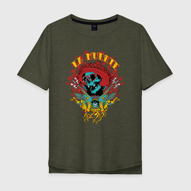 Мужская футболка хлопок Oversize с принтом La muerte (santa muerte) в Тюмени, 100% хлопок | свободный крой, круглый ворот, “спинка” длиннее передней части | la | mexico | muerte | santa | skull | ла | мексика | муерте | муэртэ | пистолет | револьвер | санта | череп