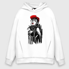 Мужское худи Oversize хлопок с принтом Noir girl (нуарная девушка) в городе Новоалтайск, френч-терри — 70% хлопок, 30% полиэстер. Мягкий теплый начес внутри —100% хлопок | боковые карманы, эластичные манжеты и нижняя кромка, капюшон на магнитной кнопке | girl | noir | девушка | нуар | нуарная