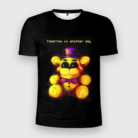Мужская футболка 3D Slim с принтом Five Nights at Freddys   мишка , 100% полиэстер с улучшенными характеристиками | приталенный силуэт, круглая горловина, широкие плечи, сужается к линии бедра | 5 ночей с фредди | five nights at freddys | аниматроники | игра | компьютерная игра | медведь | мишка | фредди | фреди