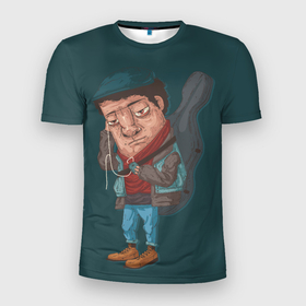 Мужская футболка 3D Slim с принтом Бродяга музыкант в Белгороде, 100% полиэстер с улучшенными характеристиками | приталенный силуэт, круглая горловина, широкие плечи, сужается к линии бедра | бродяга | музыка | музыкант | парень | путешественник