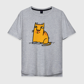 Мужская футболка хлопок Oversize с принтом Желтый котик в Курске, 100% хлопок | свободный крой, круглый ворот, “спинка” длиннее передней части | желтый кот | кот | котенок | кошка | рыжий кот