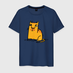 Мужская футболка хлопок с принтом Желтый котик , 100% хлопок | прямой крой, круглый вырез горловины, длина до линии бедер, слегка спущенное плечо. | желтый кот | кот | котенок | кошка | рыжий кот