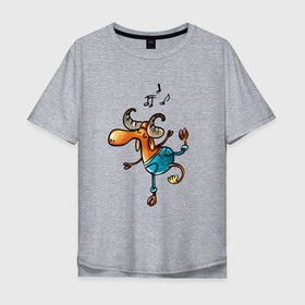 Мужская футболка хлопок Oversize с принтом Танцующий козерог , 100% хлопок | свободный крой, круглый ворот, “спинка” длиннее передней части | в танце | козел | козерог | овен | танец | танцы